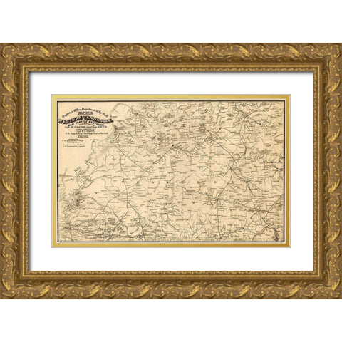 Western Tennessee and Part of Kentucky 1865 Gold Ornate Wood Framed Art Print with Double Matting by Vintage Maps