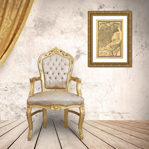 500 Miles Around Washington DC Gold Ornate Wood Framed Art Print with Double Matting by Vintage Maps