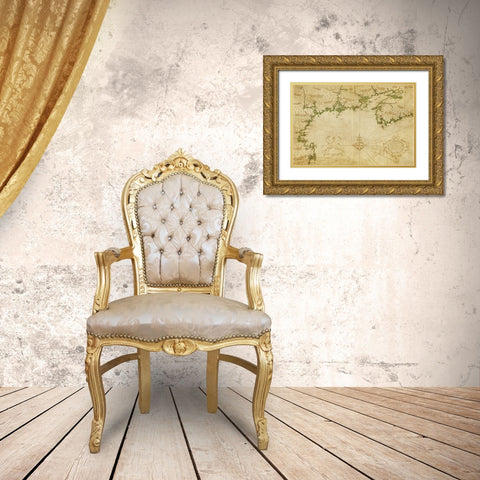 New France by Champlain Gold Ornate Wood Framed Art Print with Double Matting by Vintage Maps