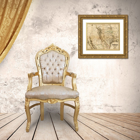 Texas 1846 Gold Ornate Wood Framed Art Print with Double Matting by Vintage Maps