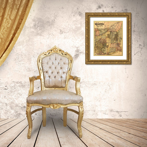 Boston and Lowell R R system 1890 Gold Ornate Wood Framed Art Print with Double Matting by Vintage Maps