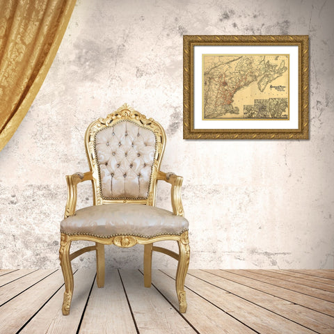 Boston and Maine 1898 Gold Ornate Wood Framed Art Print with Double Matting by Vintage Maps
