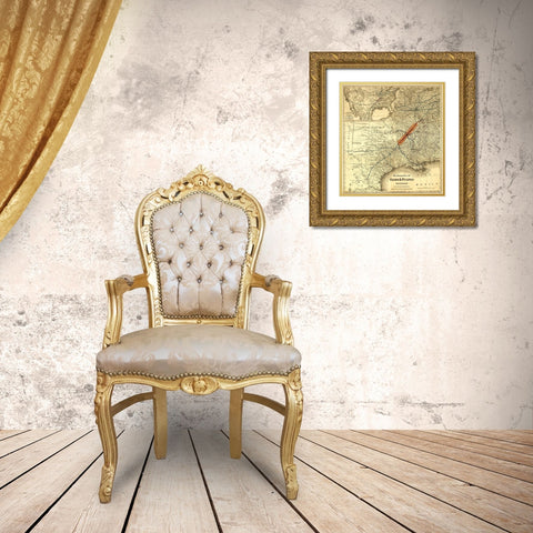 Cairo and Fulton Railroad 1871 Gold Ornate Wood Framed Art Print with Double Matting by Vintage Maps