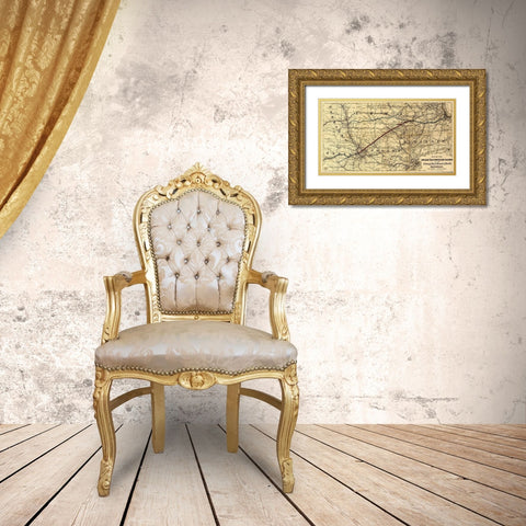 Chicago and Southwestern Railway and the Chicago Rock Island and Pacific Railroad 1869 Gold Ornate Wood Framed Art Print with Double Matting by Vintage Maps