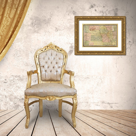 Chicago Burlington and Quincy 1881 Gold Ornate Wood Framed Art Print with Double Matting by Vintage Maps