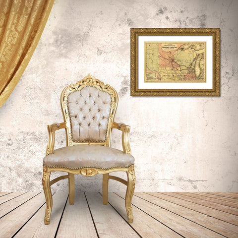 Milwaukee and Saint Paul Railway 1872 Gold Ornate Wood Framed Art Print with Double Matting by Vintage Maps