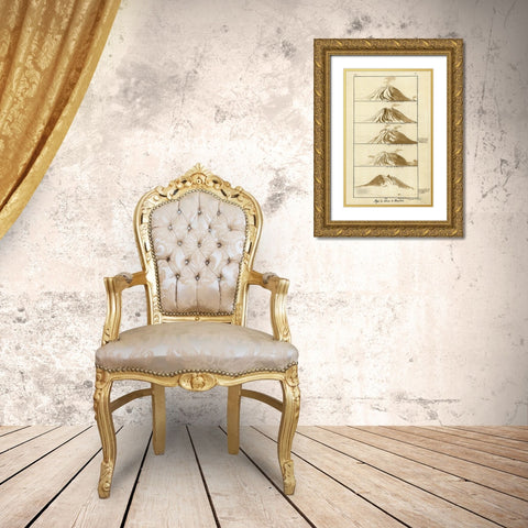 Volcano on Bourbon 1803 Gold Ornate Wood Framed Art Print with Double Matting by Vintage Maps