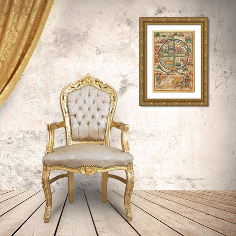 Antique Map of Jerusalem Gold Ornate Wood Framed Art Print with Double Matting by Vintage Maps