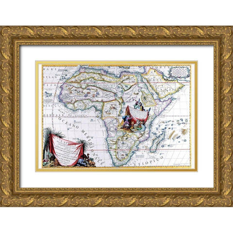 Africa Gold Ornate Wood Framed Art Print with Double Matting by Coronelli, Vincenzo