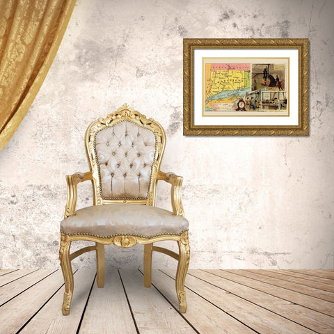 Connecticut Gold Ornate Wood Framed Art Print with Double Matting by Arbuckle Brothers