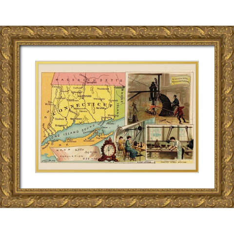 Connecticut Gold Ornate Wood Framed Art Print with Double Matting by Arbuckle Brothers