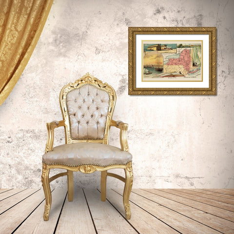 New York Gold Ornate Wood Framed Art Print with Double Matting by Arbuckle Brothers