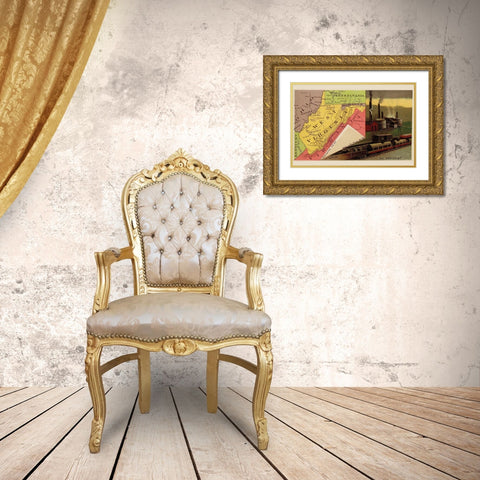West Virginia Gold Ornate Wood Framed Art Print with Double Matting by Arbuckle Brothers
