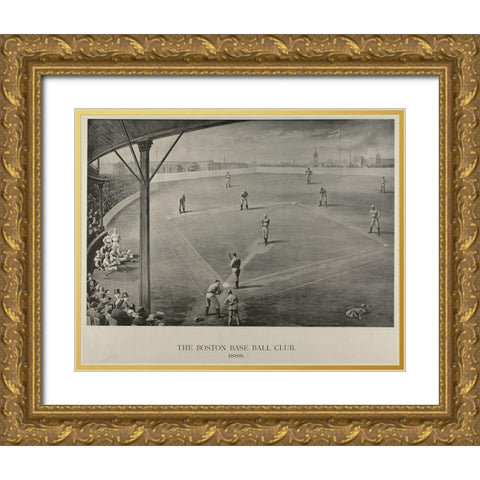 Boston Baseball Club 1888 Gold Ornate Wood Framed Art Print with Double Matting by Hastings, George H