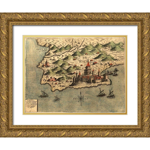 Dalmatia Gold Ornate Wood Framed Art Print with Double Matting by Pinargenti