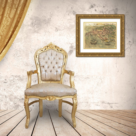 Rhodes Greece Gold Ornate Wood Framed Art Print with Double Matting by Pinargenti