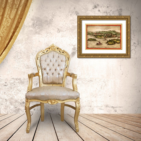 Porec Croatia Gold Ornate Wood Framed Art Print with Double Matting by Hogenberg, Braun