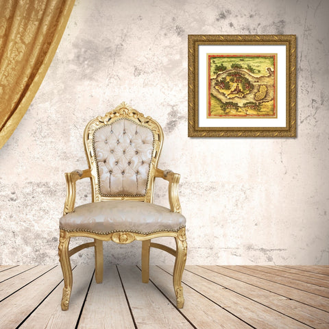 Sofala Mozambique Gold Ornate Wood Framed Art Print with Double Matting by Hogenberg, Braun