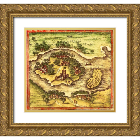 Sofala Mozambique Gold Ornate Wood Framed Art Print with Double Matting by Hogenberg, Braun