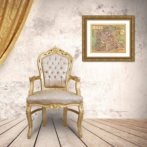 Vincenza Italy Gold Ornate Wood Framed Art Print with Double Matting by Hogenberg, Braun
