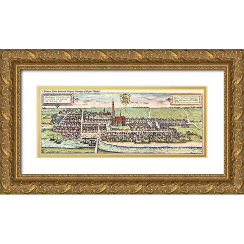 Schleswig Holstein Gold Ornate Wood Framed Art Print with Double Matting by Hogenberg, Braun