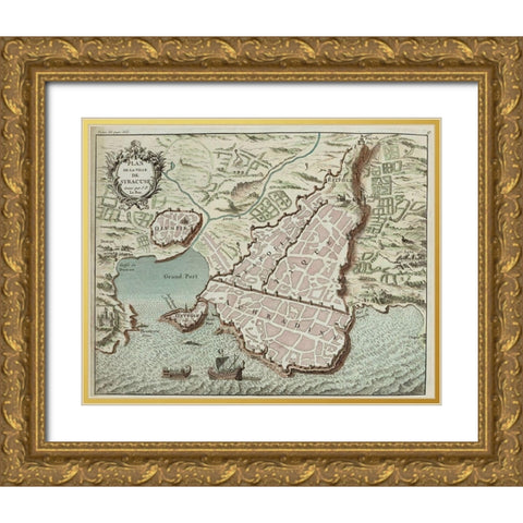 Sicily Gold Ornate Wood Framed Art Print with Double Matting by Hogenberg, Braun