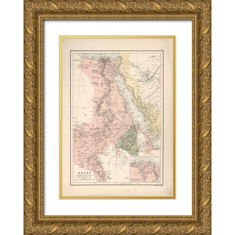 Egypt Arabia Petra and Abyssinia 1885 Gold Ornate Wood Framed Art Print with Double Matting by Bartholomew, John George