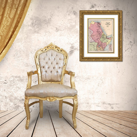 Nile Basin 1916 Gold Ornate Wood Framed Art Print with Double Matting by G W Bacon and Co
