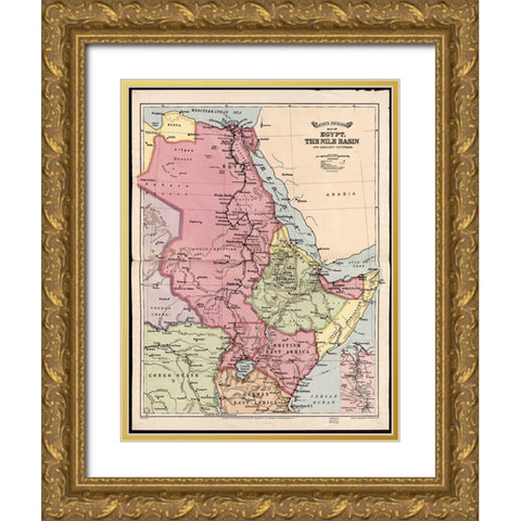 Nile Basin 1916 Gold Ornate Wood Framed Art Print with Double Matting by G W Bacon and Co