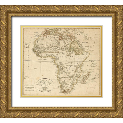 Africa 1804 Gold Ornate Wood Framed Art Print with Double Matting by Reinecke, JCM
