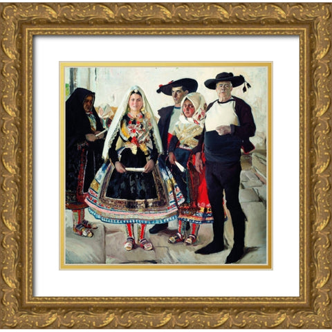 Typical Lagarterans Gold Ornate Wood Framed Art Print with Double Matting by Sorolla, Joaquin