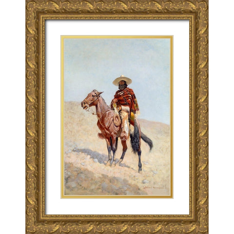 A Mexican Vaquero Gold Ornate Wood Framed Art Print with Double Matting by Remington, Frederic