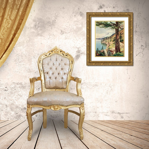 On the Shore of Lake Tahoe from On Sunset Highways 1921 Gold Ornate Wood Framed Art Print with Double Matting by Bagg, Henry