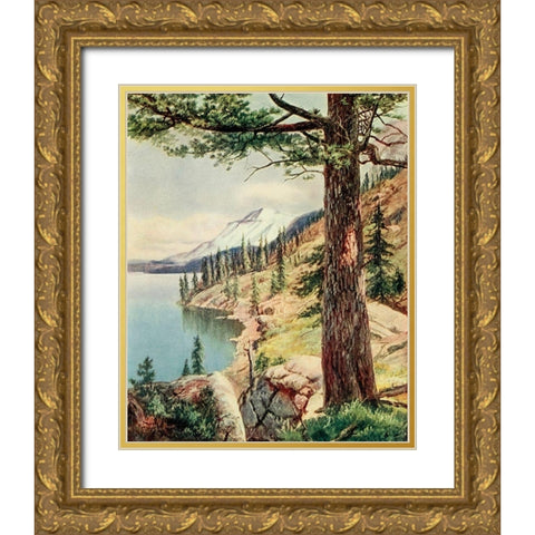On the Shore of Lake Tahoe from On Sunset Highways 1921 Gold Ornate Wood Framed Art Print with Double Matting by Bagg, Henry