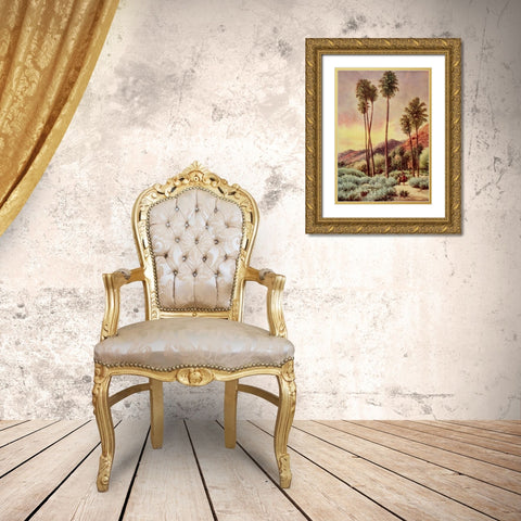 Palm Canyon-California from On Sunset Highways 1921 Gold Ornate Wood Framed Art Print with Double Matting by Bagg, Henry