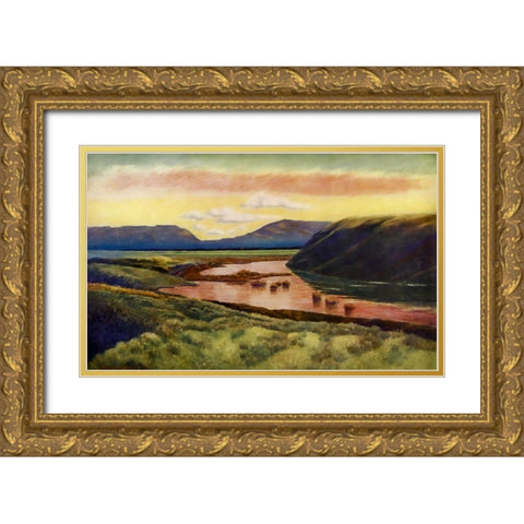 Eastwood from camp from Rod Gun and Perch 1914 Gold Ornate Wood Framed Art Print with Double Matting by Blomfield, James