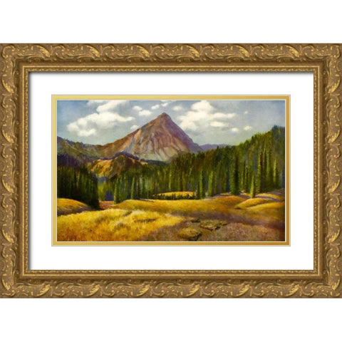 Mount Baldy from Rod Gun and Perch 1914 Gold Ornate Wood Framed Art Print with Double Matting by Blomfield, James