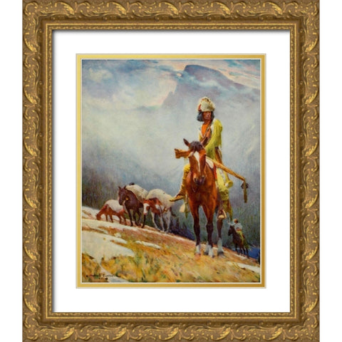 Breed Trapper from Scribners 56 1904 Gold Ornate Wood Framed Art Print with Double Matting by Dunton, William
