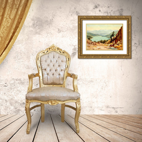 Donner Lake-California 1914 Gold Ornate Wood Framed Art Print with Double Matting by Palmer, Sutton