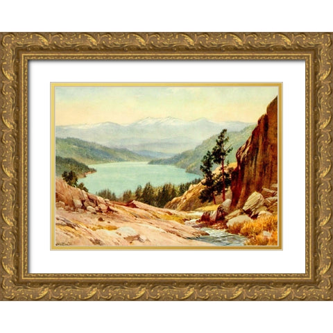 Donner Lake-California 1914 Gold Ornate Wood Framed Art Print with Double Matting by Palmer, Sutton
