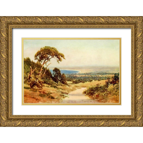 Looking down on Monterey and the Bay-California 1914 Gold Ornate Wood Framed Art Print with Double Matting by Palmer, Sutton