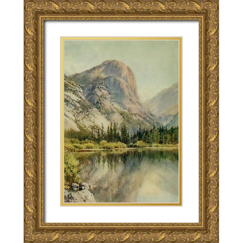 Mirror Lake-Yosemite-California 1914 Gold Ornate Wood Framed Art Print with Double Matting by Palmer, Sutton