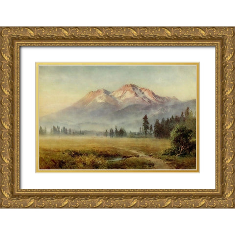 Mount Shasta-California 1914 Gold Ornate Wood Framed Art Print with Double Matting by Palmer, Sutton