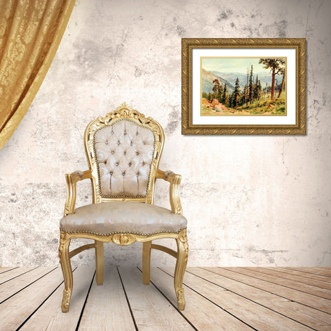 Redwoods of Great Twin Valleys-California 1914 Gold Ornate Wood Framed Art Print with Double Matting by Palmer, Sutton