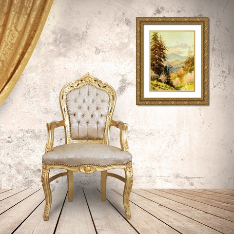 Santa Cruz mountain-the coast range-California 1914 Gold Ornate Wood Framed Art Print with Double Matting by Palmer, Sutton