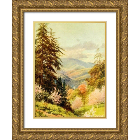 Santa Cruz mountain-the coast range-California 1914 Gold Ornate Wood Framed Art Print with Double Matting by Palmer, Sutton