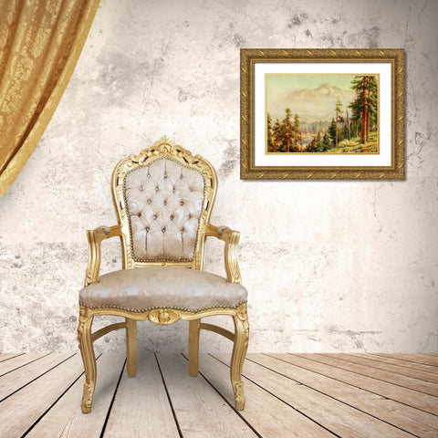 Shasta-California 1914 Gold Ornate Wood Framed Art Print with Double Matting by Palmer, Sutton