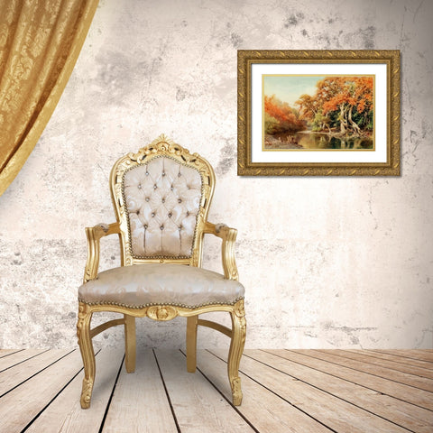 Sycamores-a coast range canyon-California 1914 Gold Ornate Wood Framed Art Print with Double Matting by Palmer, Sutton