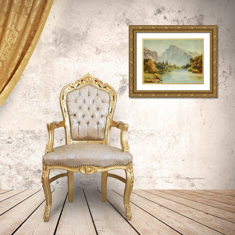 The Half Dome-Yosemite-California 1914 Gold Ornate Wood Framed Art Print with Double Matting by Palmer, Sutton