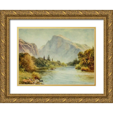 The Half Dome-Yosemite-California 1914 Gold Ornate Wood Framed Art Print with Double Matting by Palmer, Sutton